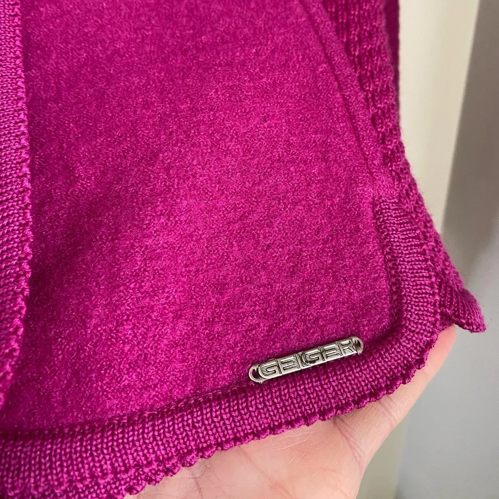 SOLD Vintage Geiger Wool Knit Cardigan Puffy Shoulder Alpine Folk Jacket M - Picture 6 of 13